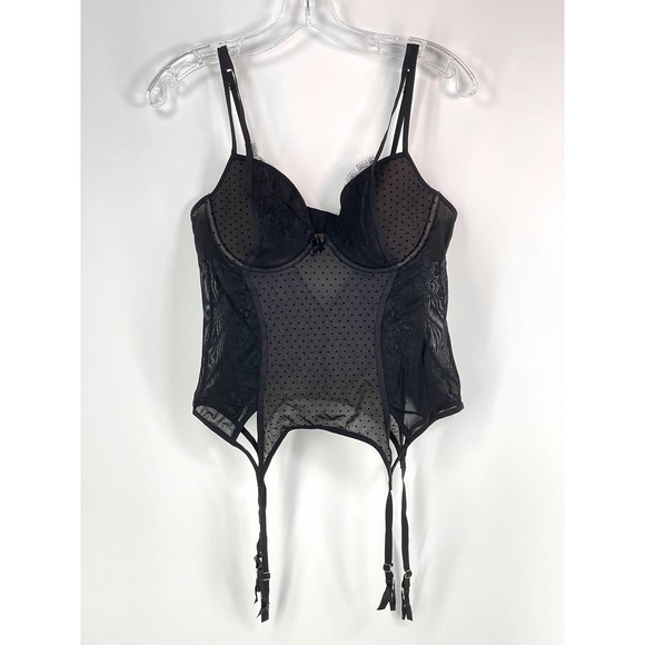 Adore Me Other - Adore Me Black Bustier Lace Sheer Lingerie Womens Size Large